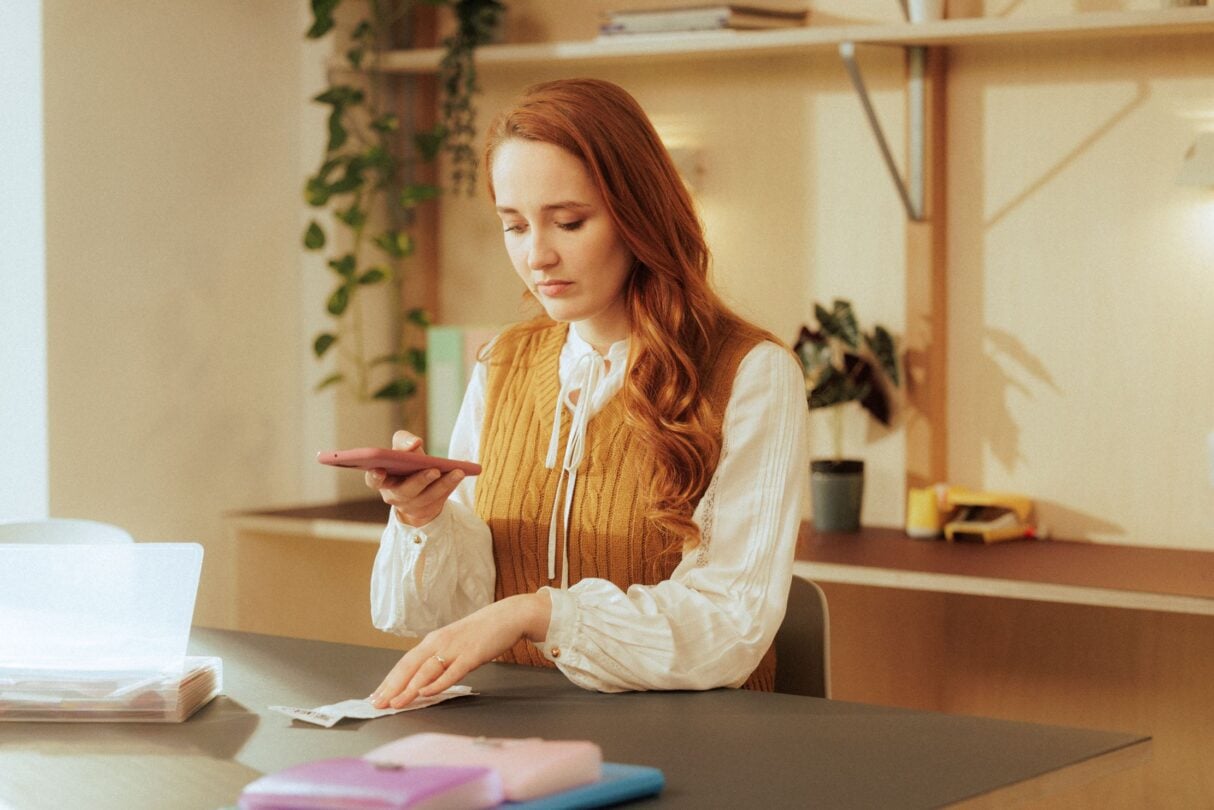 Woman doing taxes