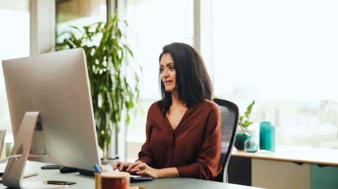 Woman CFO at computer