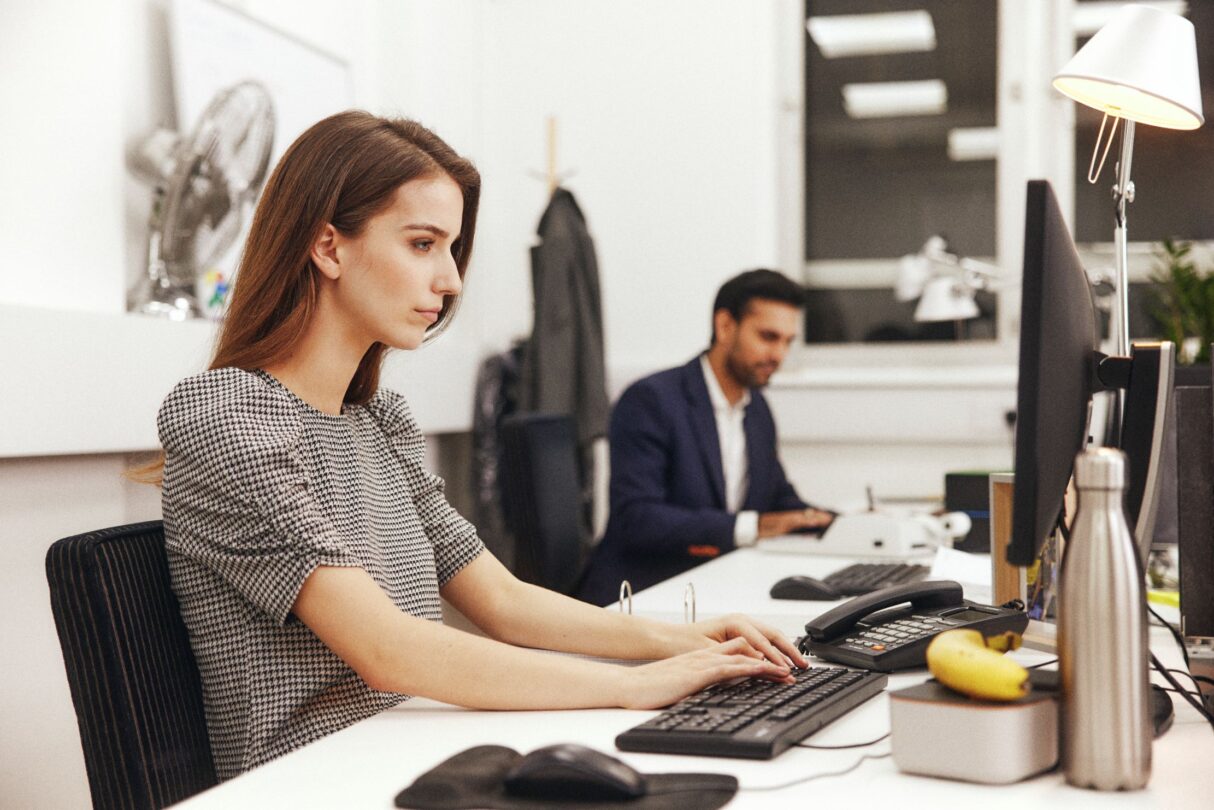 Woman calculating margin of safety