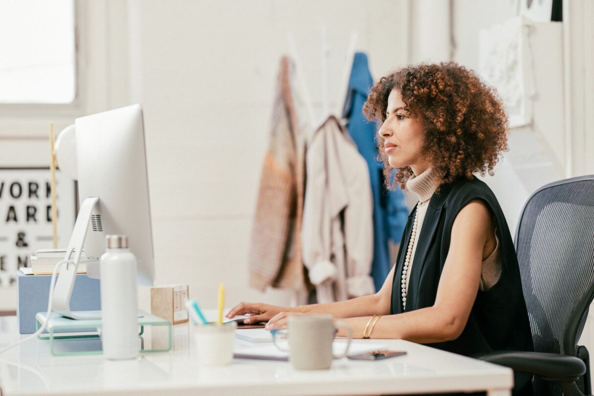 Woman working at a computer